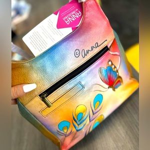Anna by Anuschka Leather Satchel - Signature Butterfly Hand Painted Handbag